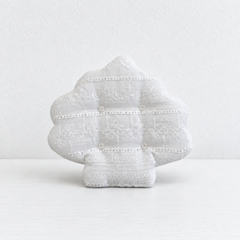 CouldNook Shell Shaped Lace Coaster - White Embroidered Layers