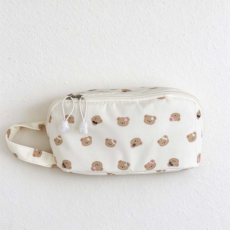 Bear Cosmetic Bag - Printed Faces and Central Divider