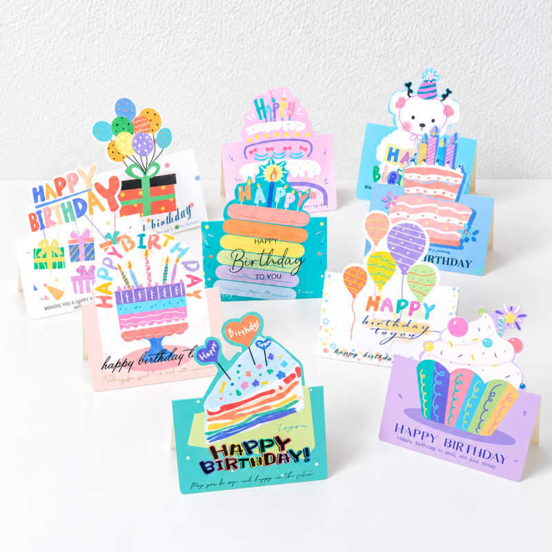 CouldNook Shaped Birthday Card - Colorful Cutout Tops and Cheerful Printed Greetings