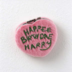 CouldNook Plush Compact Mirror - Pink Cover And Green Birthday Lettering
