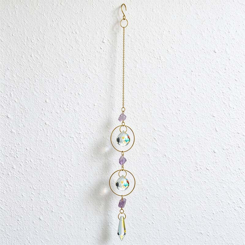 CouldNook Geometric Celestial Suncatcher - Open Frames And Purple Stone Accents