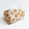 CouldNook Floral Embroidered Cotton Linen Tissue Holder - Top Opening
