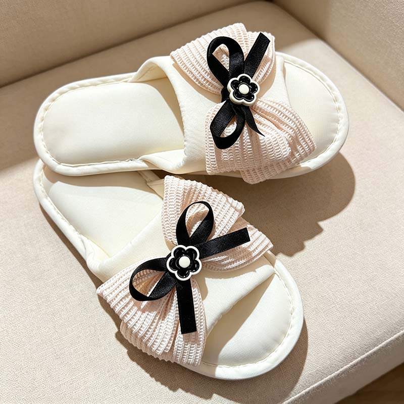 CouldNook Bow Slide Slippers - Three Textured Color Options