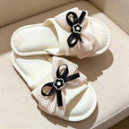 CouldNook Bow Slide Slippers - Three Textured Color Options