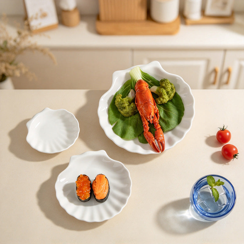 CouldNook Shell Dish - White Scalloped Serving Shape