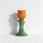 CouldNook Tulip Candle Holder - Sculpted Petals and Leaf Base