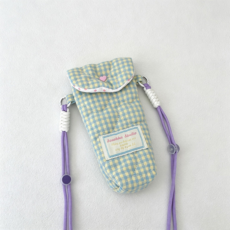 CouldNook Quilted Heart Crossbody Pouch - Gingham Phone Holder