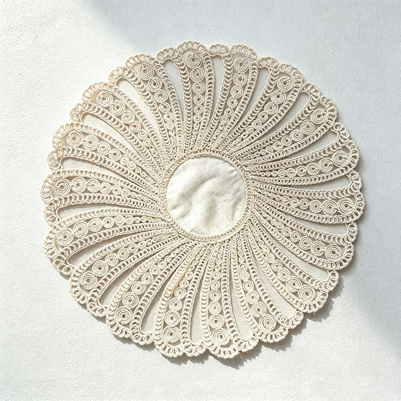 CouldNook Round Embroidered Lace Placemat - Four Openwork Designs