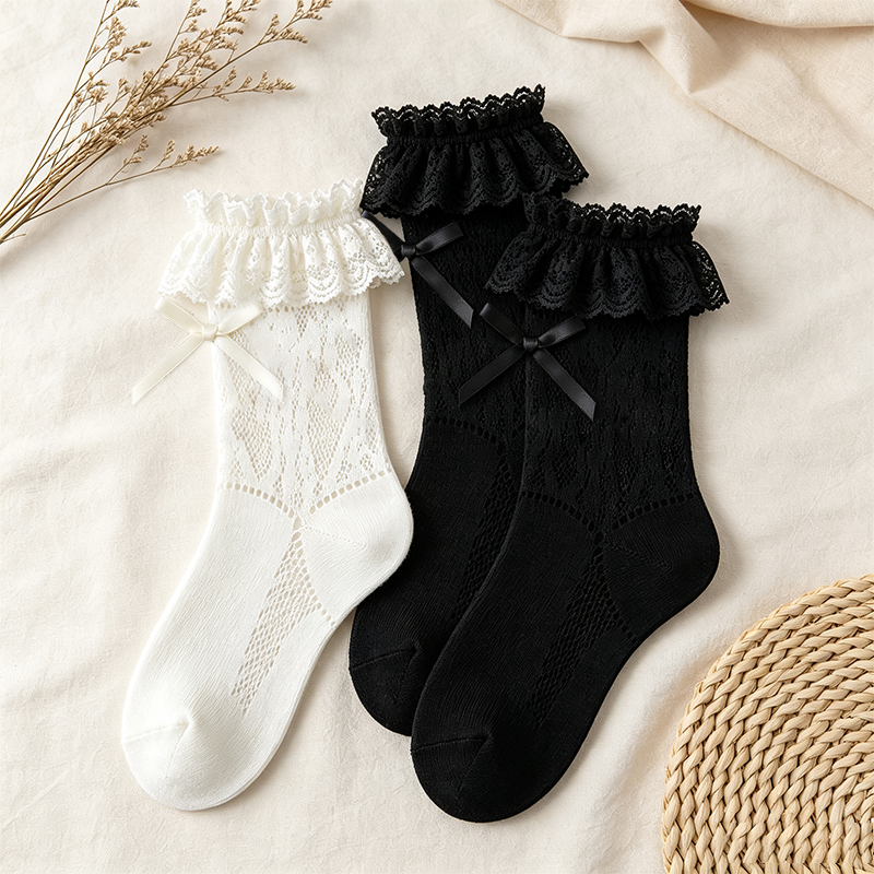 CouldNook Ribbon Lace Ankle Socks - Dress Shoe Accent
