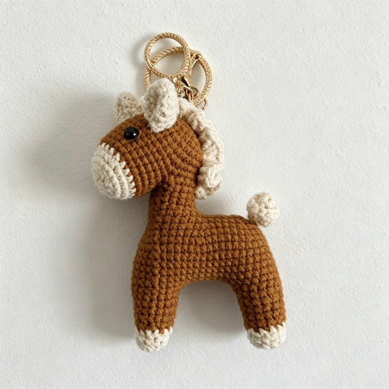 CouldNook Yarn Horse Doll Keychain - Solid and Striped Designs