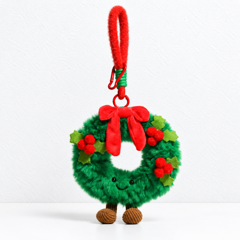 CouldNook Christmas Bag Charm - Plush Tree and Bow-trimmed Wreath Designs