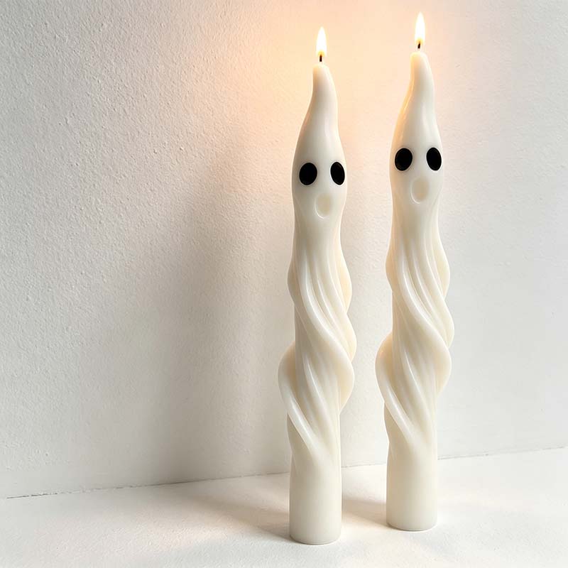 CouldNook Ghost Taper Candle - Twisted Body And Expressive Dark Eyes