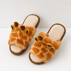 CouldNook Giraffe House Slippers - Fuzzy Slides and Raised Ears