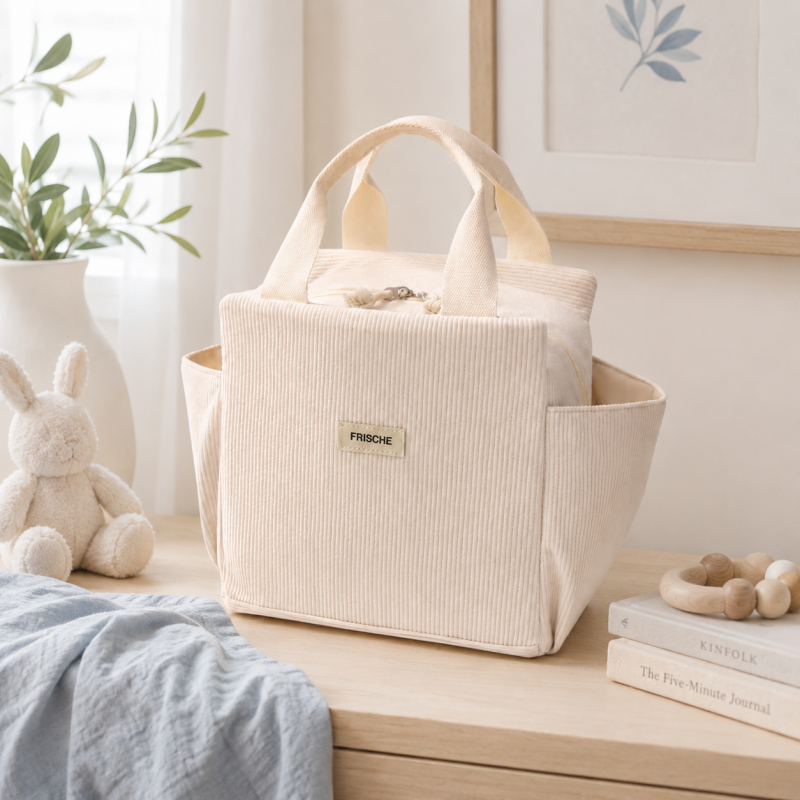CouldNook Ribbed Lunch Tote - Wide Side Pocket Storage
