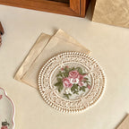 CloudNook Floral Lace Coaster‑Vintage Round Table Placemat
