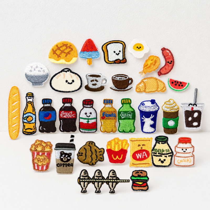 CouldNook Food Embroidered Patch - Bread Sushi and Drink Designs