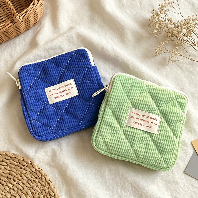 CouldNook Corduroy Quilted Pouch‑Zipper Cosmetic Makeup Bag