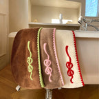CouldNook Bow Embroidered Hair Drying Cap - Soft Quick Dry Towel Wrap