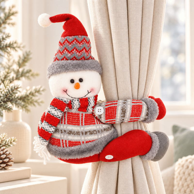 CouldNook Christmas Hugging Curtain Tieback - Plaid Doll