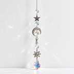 CouldNook Celestial Suncatcher - Silver-Toned Motifs and Linked Faceted Decorations