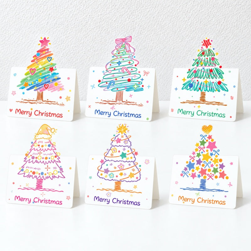 CouldNook Pastel Christmas Tree Greeting Card - Shaped Painted Top