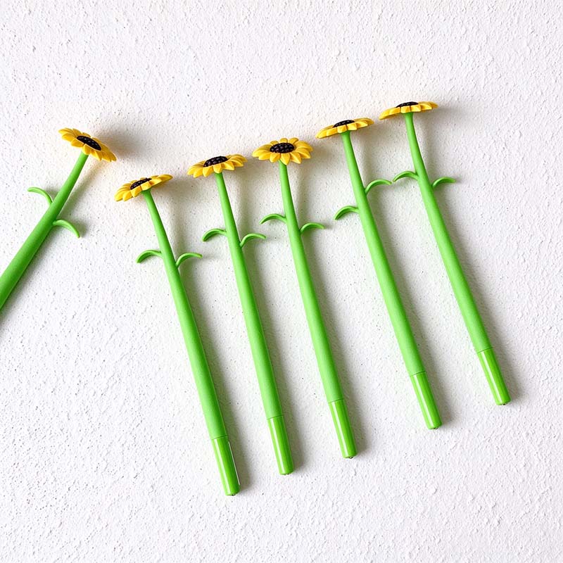 CouldNook Flower Gel Pen - Leafy Stem Barrel And Yellow Petals