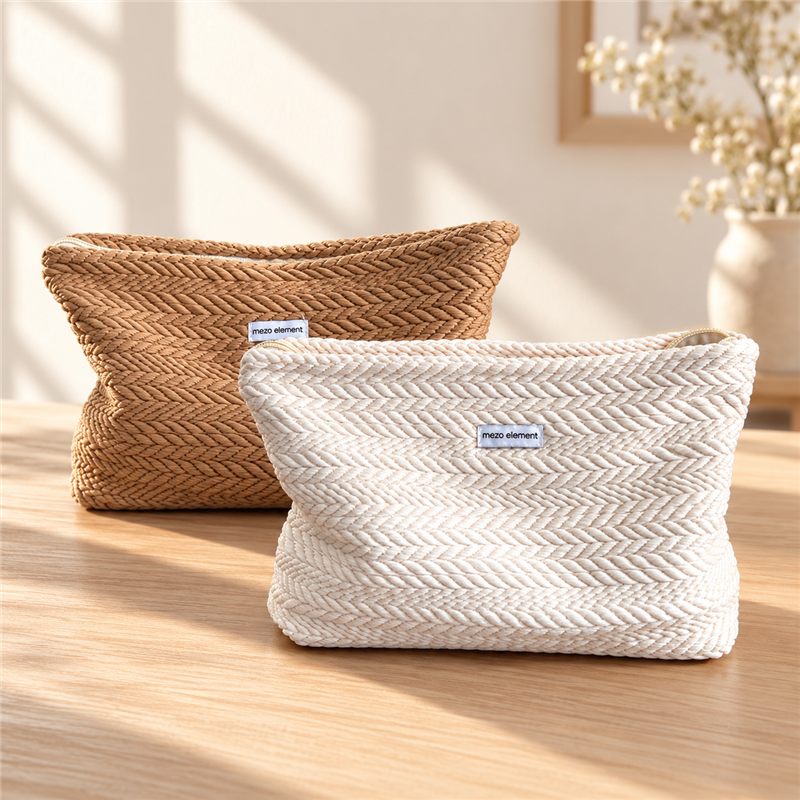 Textured Cosmetic Pouch with Cotton Lining
