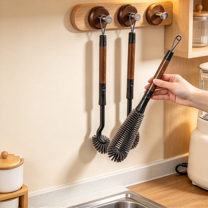 CouldNook Cup Brush - Woodgrain Handle And Detachable Slim Brush