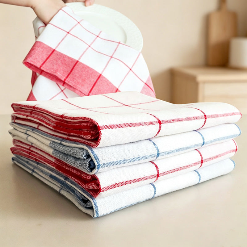 CouldNook Plaid Cotton Tea Towel - Red and Blue Woven Checks