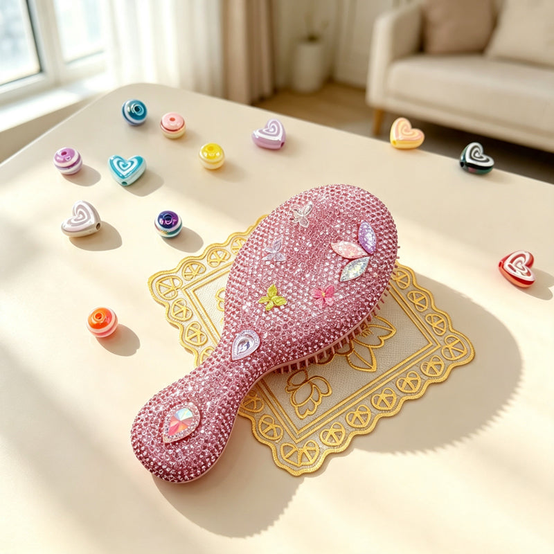 CloudNook Rhinestone Paddle Hair Brush‑Glitter Air Cushion Comb