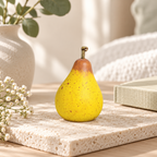 Mini Pear Ornament - Yellow Speckles and Brown Stem