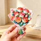 CouldNook Rose Bouquet Fridge Magnet - Layered Blooms and Wrapped Floral Shape