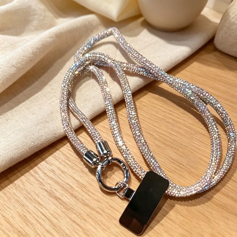 CouldNook Rhinestones Set Crossbody Phone Strap with Wide Stone-Set Line
