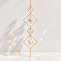 CouldNook Diamond Frame Suncatcher - Open Gold-Toned Shapes and Suspended Faceted Drops