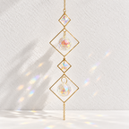 CouldNook Diamond Frame Suncatcher - Open Gold-Toned Shapes and Suspended Faceted Drops