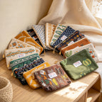 CouldNook Embroidered Zip Makeup Pouch - Cotton Lining And Nature Motifs
