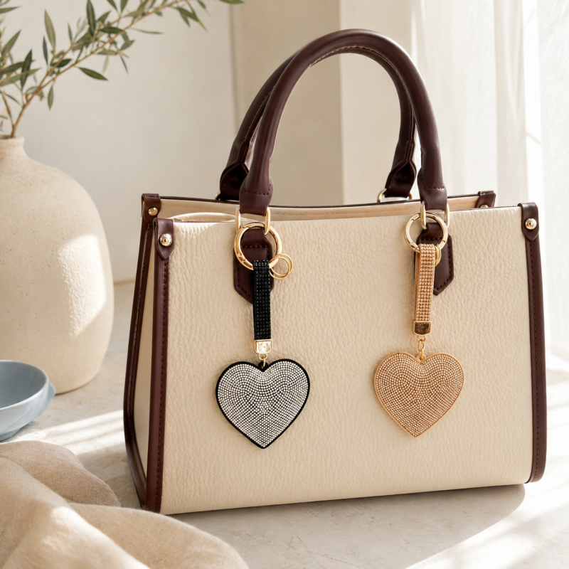 CouldNook Rhinestone Heart Keychain - Crystal Bag Charm