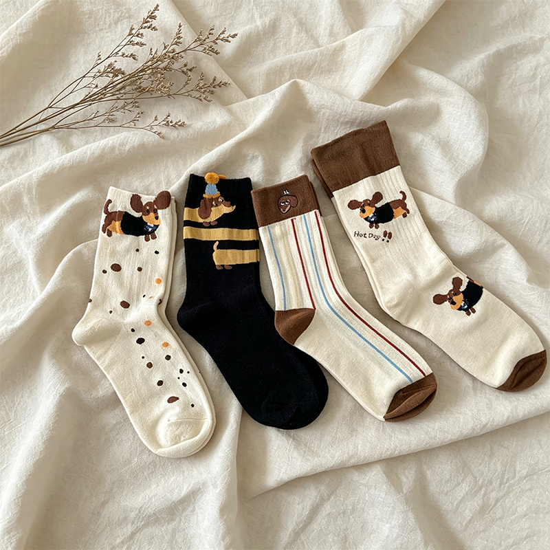 CouldNook Cozy Dog Motif Crew Socks - Everyday Footwear Accent