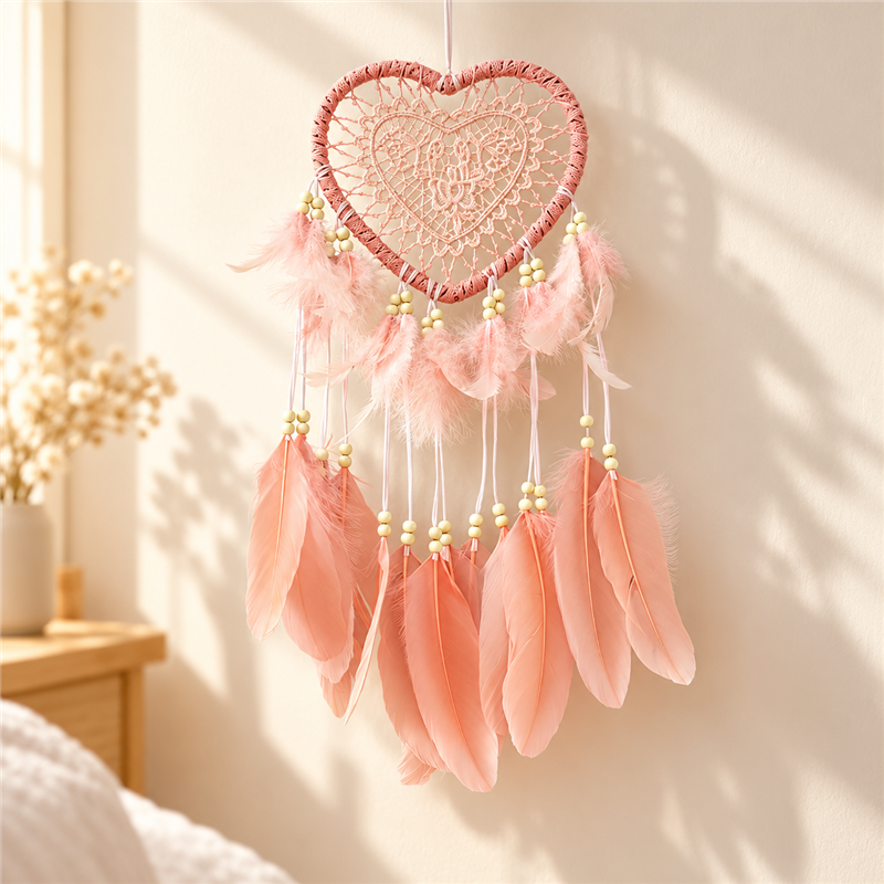 CouldNook Heart Dreamcatcher - Lace Feather Lighted Wall Hanging Decor