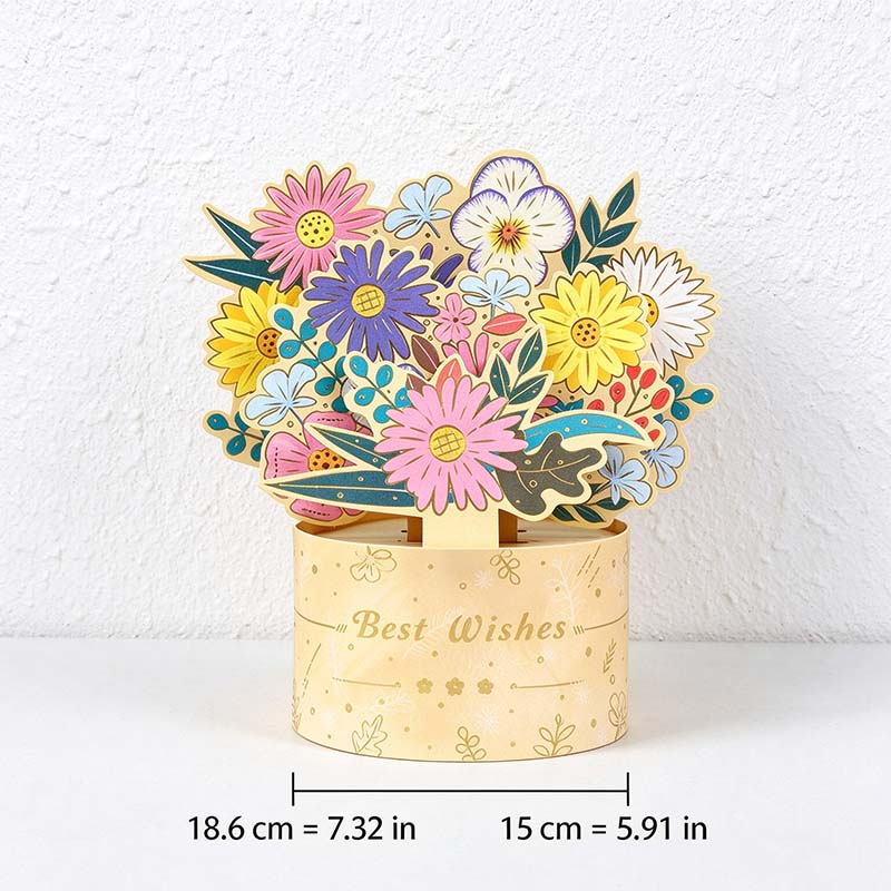 Flower Pop-Up Greeting Card with Display Base