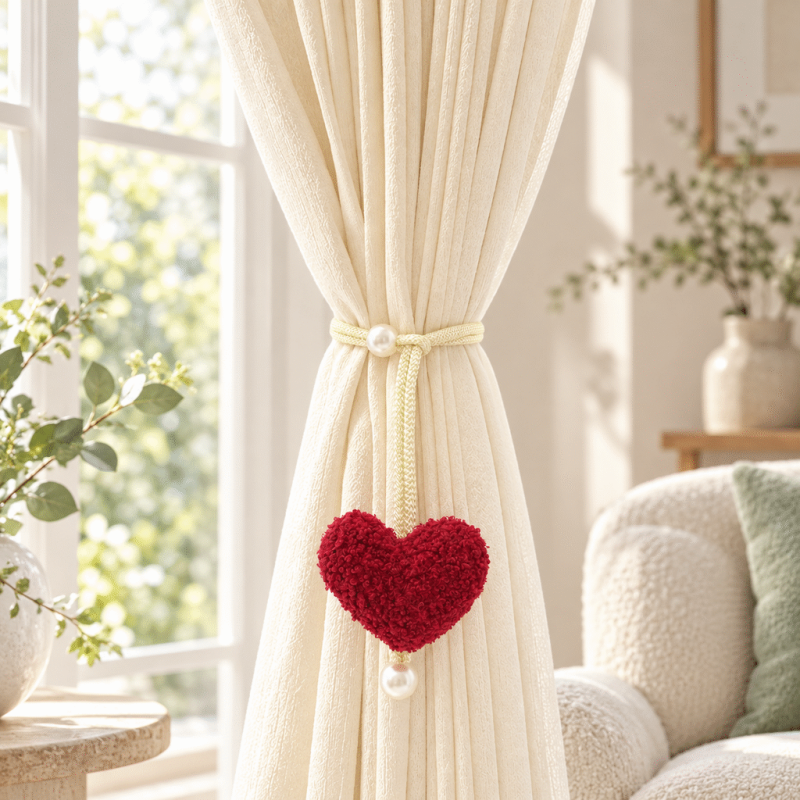 CouldNook Heart Curtain Tieback - Plush Pendant and Beads