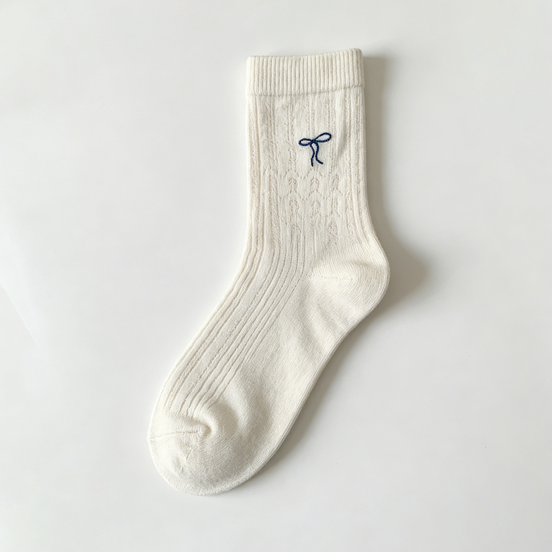 CouldNook Bow Embroidered Crew Socks - Gentle Outfit Accent