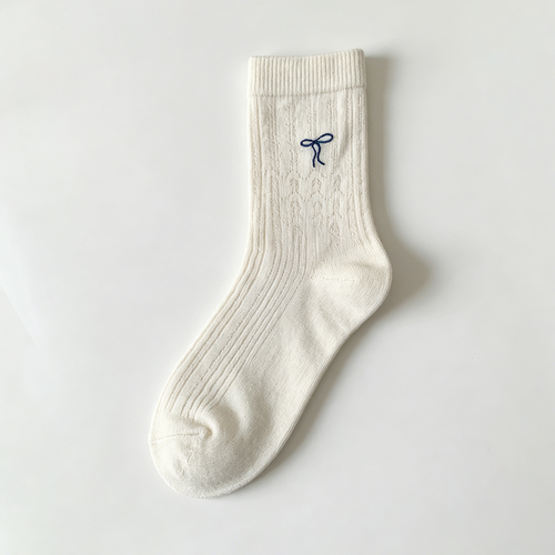 CouldNook Bow Embroidered Crew Socks - Gentle Outfit Accent