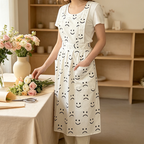 CouldNook Smiley Print Apron - Cheerful Long Kitchen Layer