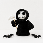 CouldNook Halloween Yarn Reaper Doll - Hooded Figure and Props