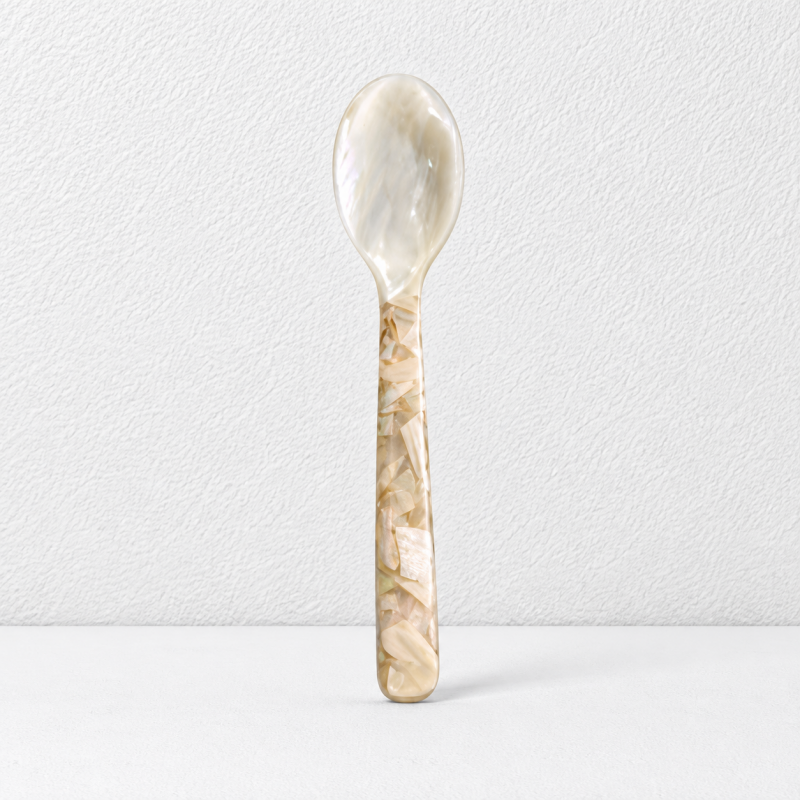 CouldNook Natural Shell Tasting Spoon - Soft Floral Pattern