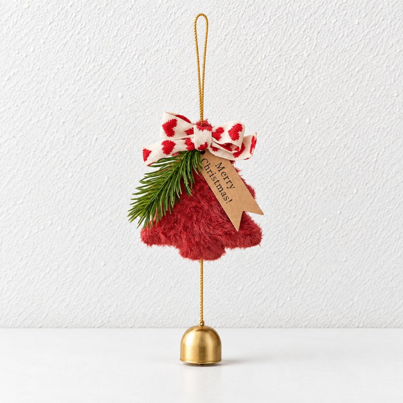 CouldNook Christmas Tree Bell Hanging - Ribbon Bow And Suspended Bell Detail