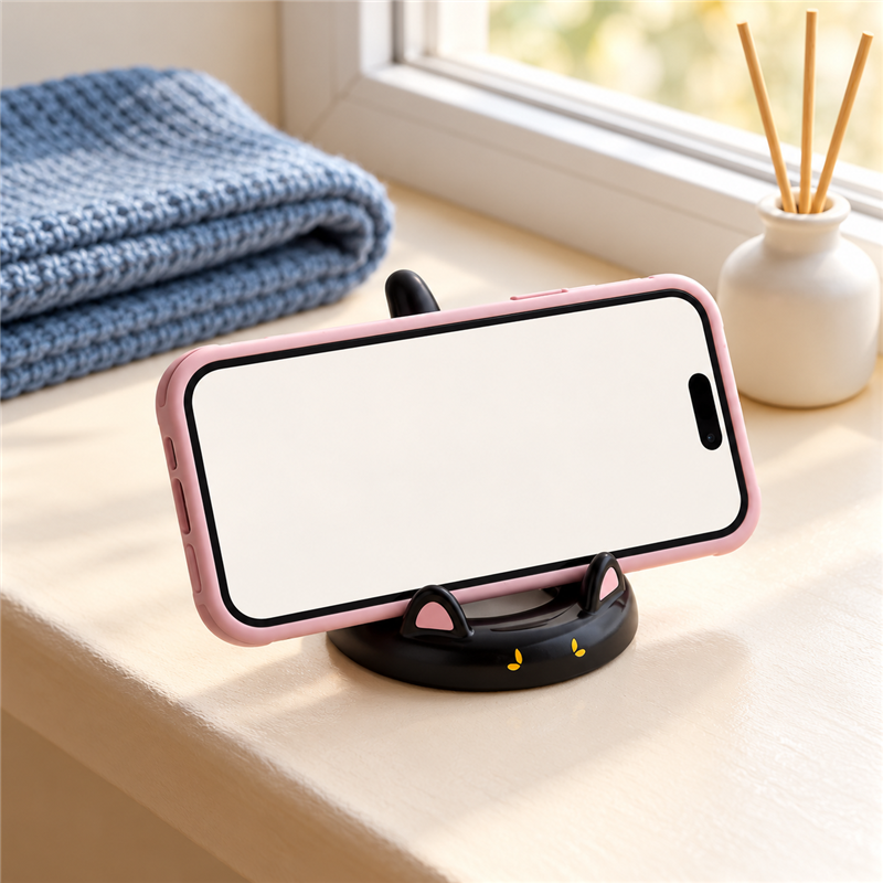 CouldNook Cat Tail Phone Stand - Compact Plastic Desk Holder