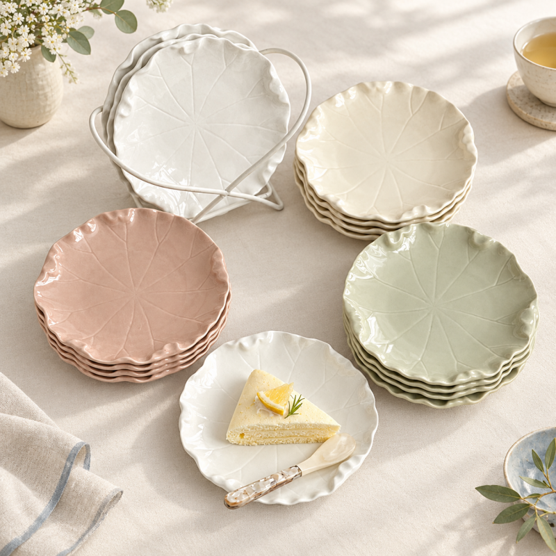 CouldNook Lotus Leaf Dessert Plate - Ruffled Edge