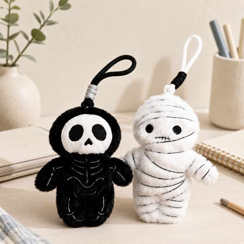 CouldNook Halloween Plush Doll Charm - Mummy and Skeleton Designs